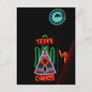 Cartão Postal Letreiro de Neon Tepee Curios, Tucumcari, N.M.