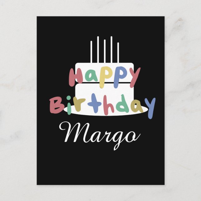 Cartão Postal Letreiro Simples de Feliz Aniversário à Mão (Frente)