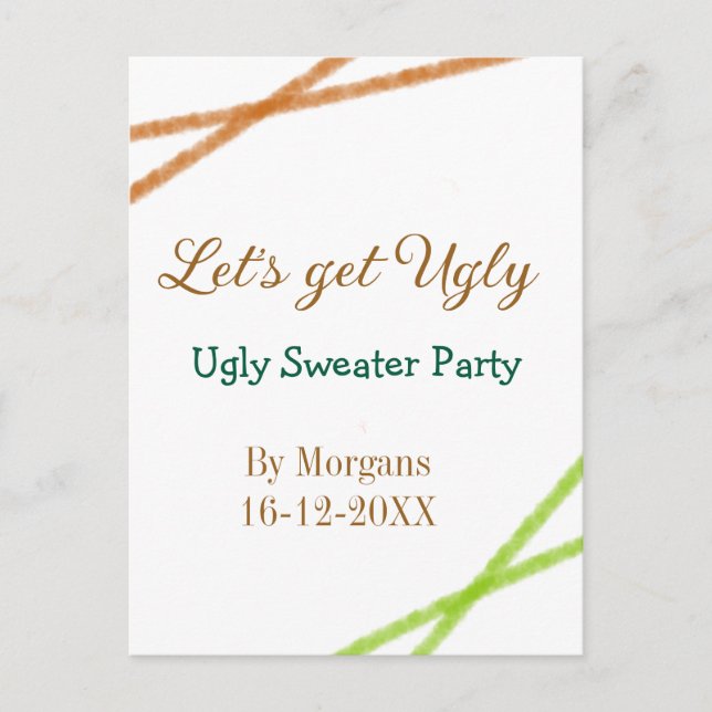 Cartão Postal Let's get ugly Christmas ugly sweater Partyorange  (Frente)