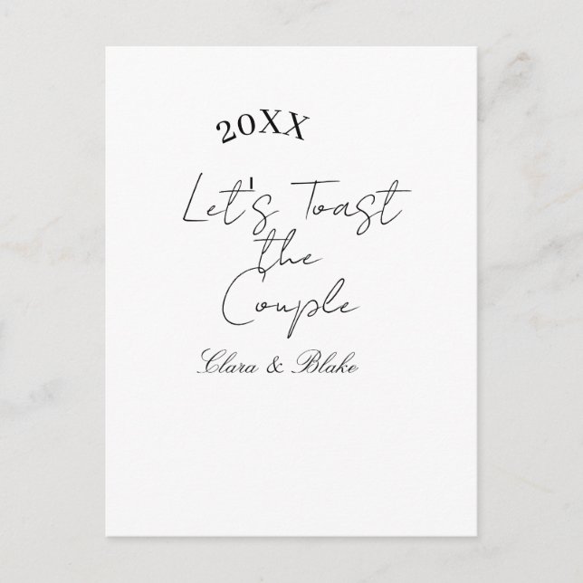 Cartão Postal Let's toast the couple engagement wedding party ye (Frente)