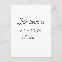 Cartão Postal Let's toast to engagement party name date elegant 