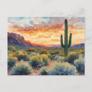 Cartão Postal Levantamento do Deserto do Sudoeste com Saguaro Ca