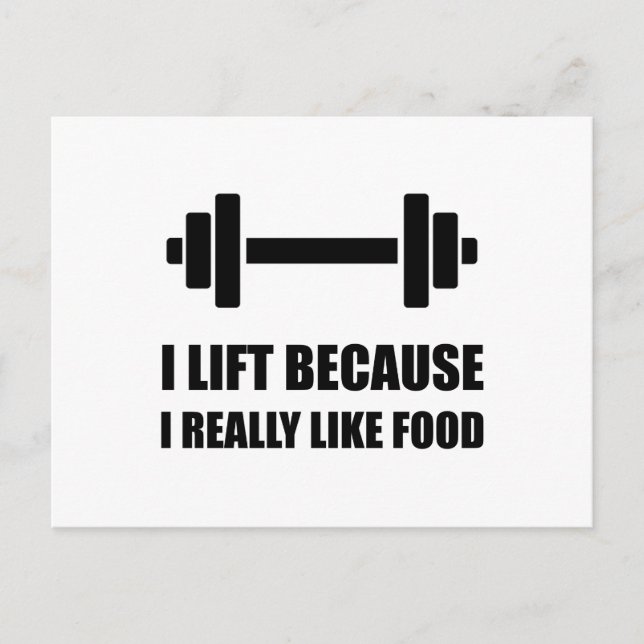 Cartão Postal Levantar Porque Gosta de Comida Citação Engraçada (Frente)