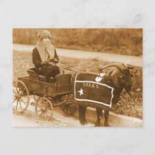 Cartão Postal Levante-se, Billy! Vintage Goat Girl in Wagon