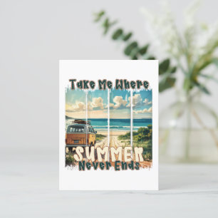 Cartão Postal Leve-Me Onde O Verão Nunca Termina - Retro Beach V