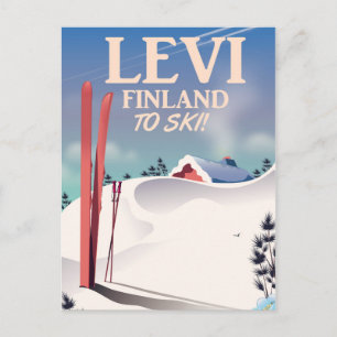 Cartão Postal Levi, poster de viagens de esqui da Finlândia