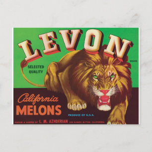 Cartão Postal Levon Melons Tiger Los Banos Blythe California Art