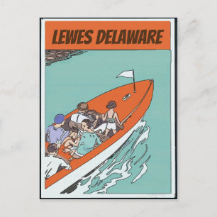 Cartão Postal Lewes, DE, Carona de Barco, Cartão-Postal de Estil