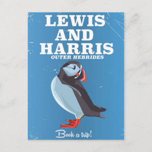 Cartão Postal Lewis e Harris Escócia Puffin cartaz de viagem