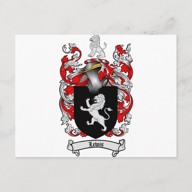 Cartão Postal Lewis Family Crest - Lewis Casaco de Armas (Frente)