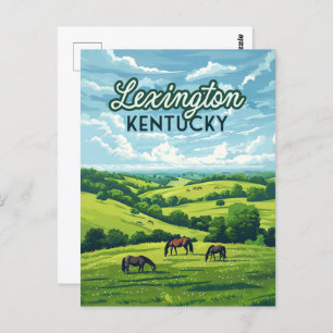 Cartão Postal Lexington Kentucky Horses Bluegrass Fazenda Vintag