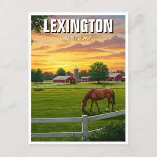 Cartão Postal Lexington Kentucky Postcard Horse Fazenda