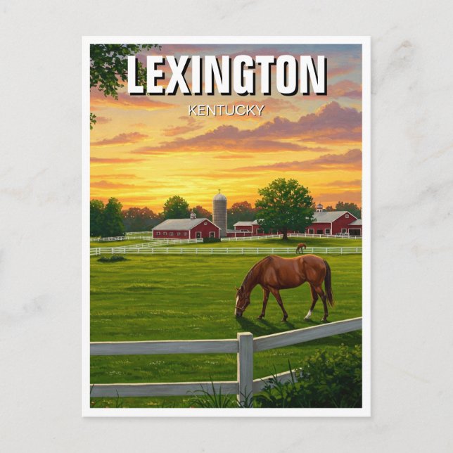 Cartão Postal Lexington Kentucky Postcard Horse Fazenda (Frente)