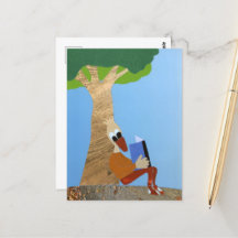 Lezende eend met boek tegen boom love nature