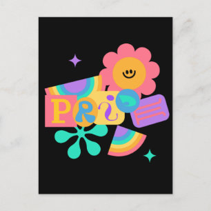 Cartão Postal LGBT+orgulho. Ama arco-íris. Amor de girassol.
