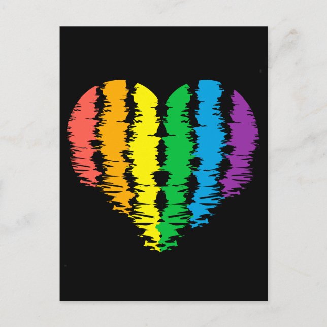 Cartão Postal LGBT+orgulho. Arco-íris do coração. (Frente)