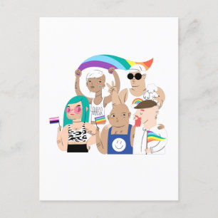 Cartão Postal LGBT+Orgulho. GAY amor. Bandeira do arco-íris.