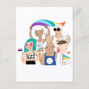 Cartão Postal LGBT+Orgulho. GAY amor. Bandeira do arco-íris.