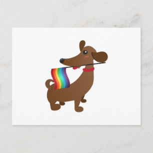 Cartão Postal LGBT Orgulho gay Flag Dachshund - LGBT Engraçado
