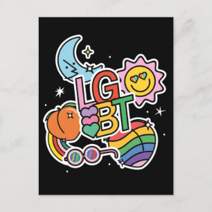 Cartão Postal LGBT+Orgulho. Verdadeiro amor. Bandeira do arco-ír