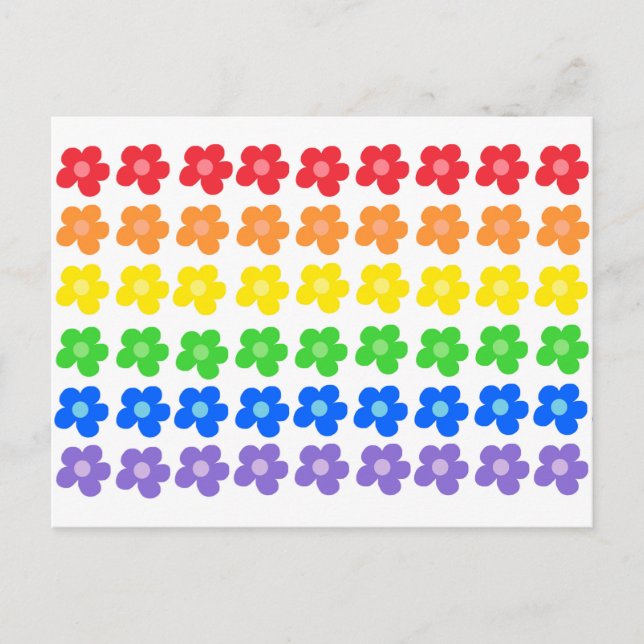 Cartão Postal LGBT Rainbow Flores Orgulho gay Liberdade e Iguald (Frente)