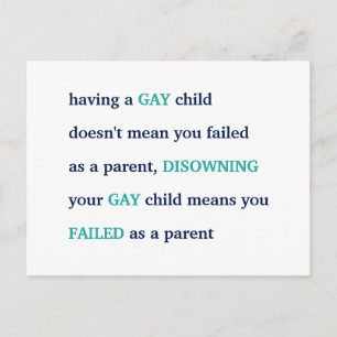 Cartão Postal LGBT tendo uma citação de Parentalidade de Orgulho