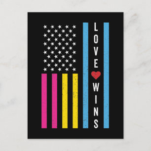 Cartão Postal LGBTQ Pansexual Pride Love ganha bandeira american
