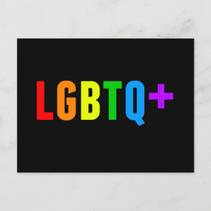 Cartão Postal LGBTQ Plus Orgulho gay Arco-Íris Acrônimo Preto