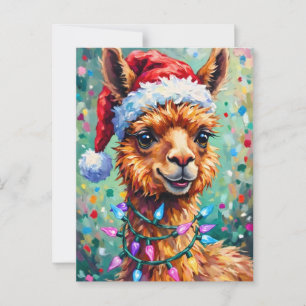 Cartão Postal Lhama de Natal Muito Alegre