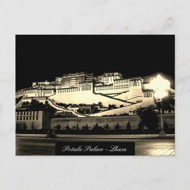 Cartão Postal Lhasa à noite - Palácio de Potala, Castelo, Tibete (Frente)