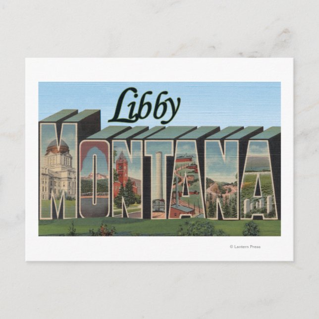 Cartão Postal Libby, MontanaLarge - Letra ScenesLibby, MT (Frente)