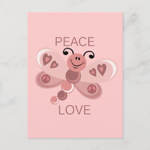CARTÃO POSTAL LIBÉLULA DE PAZ E AMOR