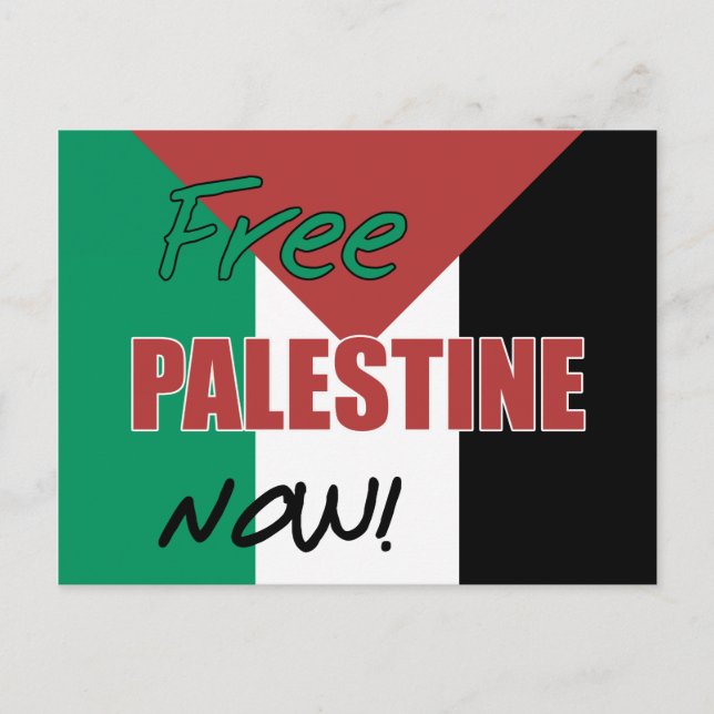 Cartão Postal Liberdade da Palestina Agora Bandeira Palestina (Frente)