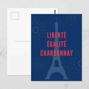 Cartão Postal Liberdade Igualdade Chardonnay Garrafa de Vinho To
