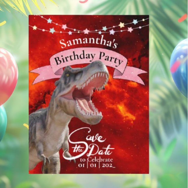 Cartão Postal Libere o poderoso T-Rex no mundo Jurássico (Get ready to unleash the fun with our T-Rex Party illustrations! )