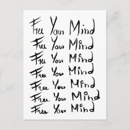 Cartão Postal LIBERTE A MENTE! Citação de caligrafia motivaciona
