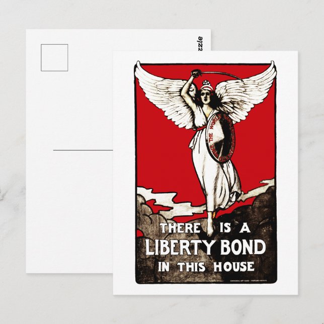 Cartão Postal Liberty Bond Guerra Mundial Poster de 1918 (Frente/Verso)