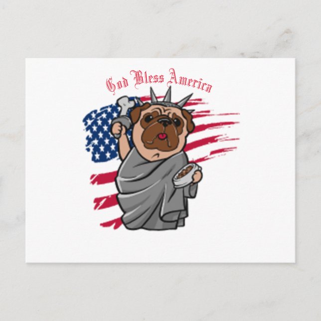 Cartão Postal Liberty Pug (Frente)