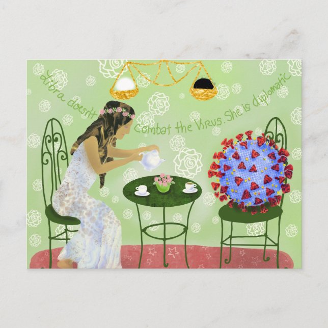 Cartão Postal Libra e o vírus Covid19 (Frente)