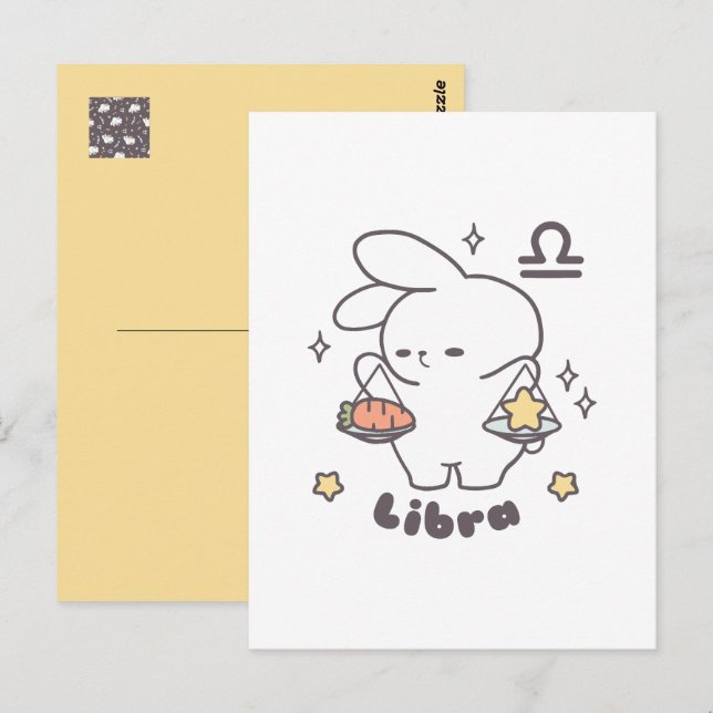 Cartão Postal Libra Loppi Tokki Coelho Série Zodiacal (Frente/Verso)