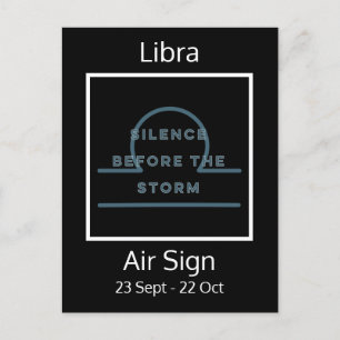Cartão Postal Libra Zodiac - Sinal de Fatura em Azul e Branco