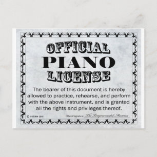 Cartão Postal Licença de Piano