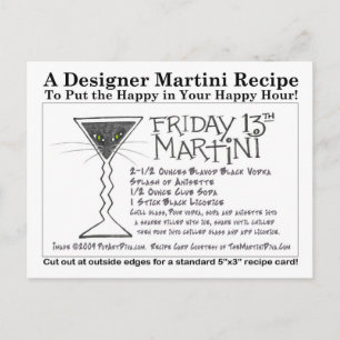 Cartão Postal Licorice Stick Friday 13 Martini Recipiente Card
