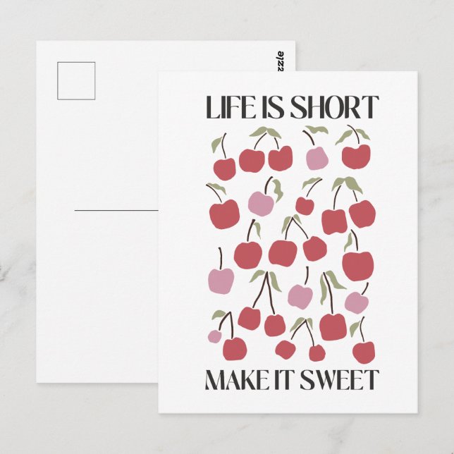 Cartão Postal Life Is Short Make It Sweet Quote Boho Wildflower  (Frente/Verso)