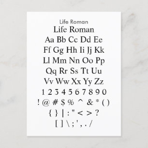 Cartão Postal Life Roman - Folha de amostragem de fonte Zazzle