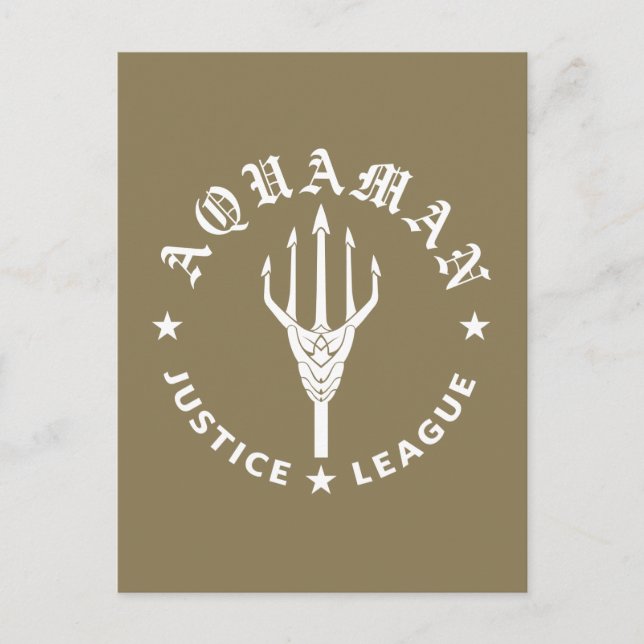 Cartão Postal Liga da Justiça | Emblema de Tridente de Aquaman (Frente)