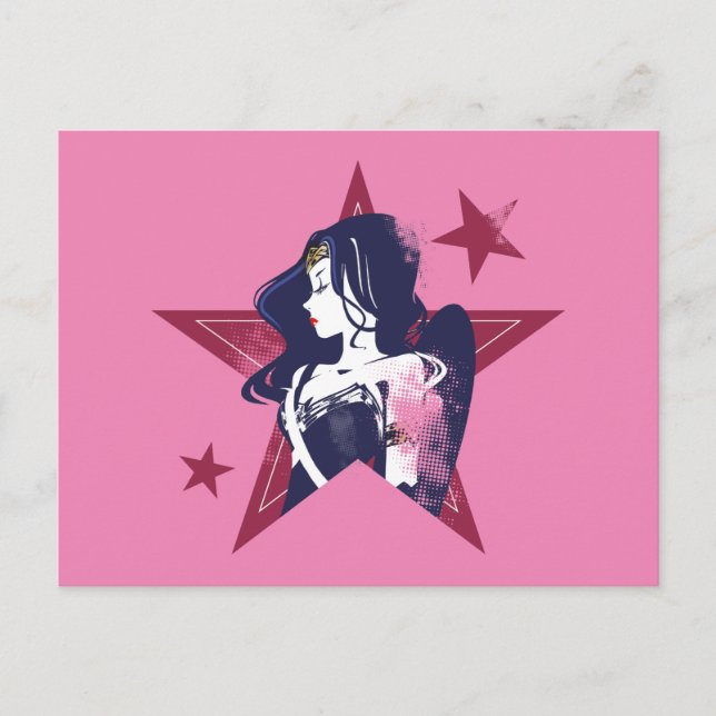 Cartão Postal Liga da Justiça | Mulher Maravilha e Estrelas Pop (Frente)