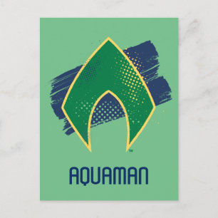 Cartão Postal Liga da Justiça   Símbolo de Aquaman Pincel e Meio