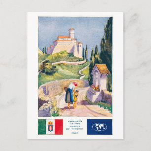 Cartão Postal Liga das Nações Itália Vintage