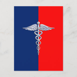Cartão Postal Liga dos Símbolos Médicos de Silver Caduceus
